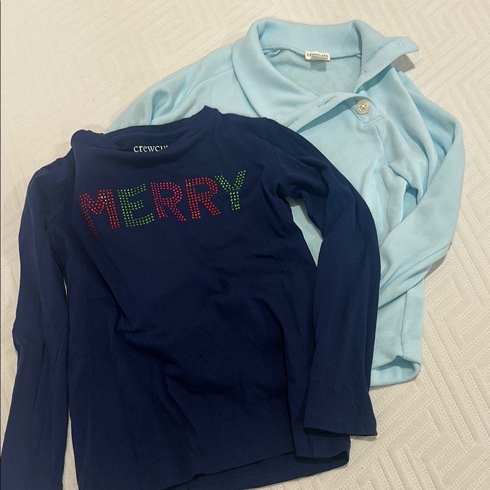Like New! JCrew Crewcuts Navy and Light Blue Kids Shirts Set